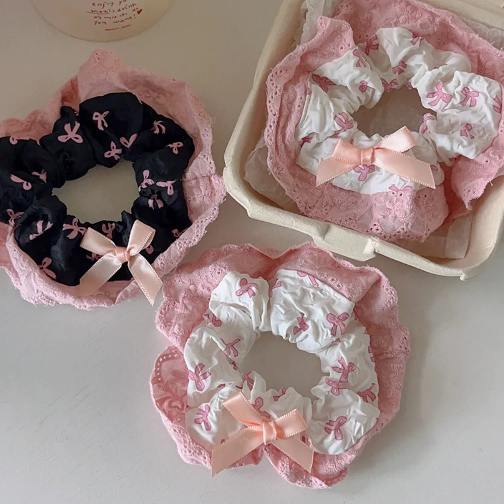 

Cute Cloth Bow Hair Scrunchies High Elastic Y2K Bow Hair Rope Ponytail Holder Headdres Balletcore Hair Ring Party