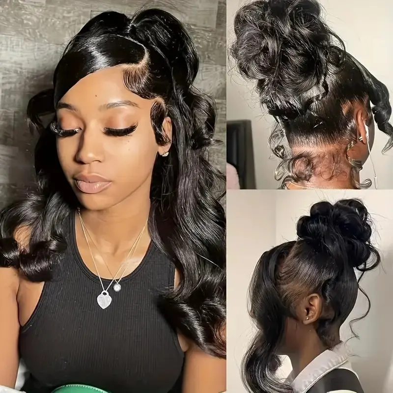 Hitam alami 13x4 HD renda 180 kepadatan 38 inci gelombang tubuh 13x6 wig Frontal bergelombang tanpa lem untuk wig rambut wanita