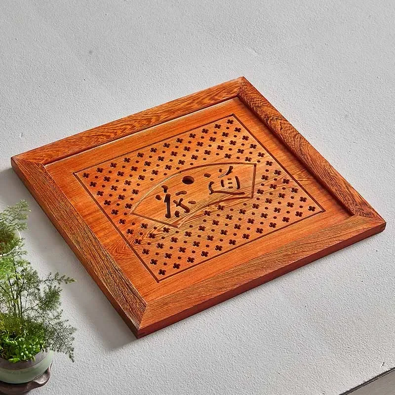 Wooden tea tray, solid wood tea table, tea table, marble fittings, embedded saucer leaking board, customized tray.