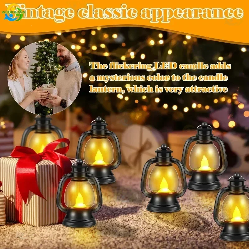 1/12pcs Mini LED Candle Lanterns Portable Vintage Tea Light Candle LED Light Rustic Flickering Candle Lamp Home Party Decor