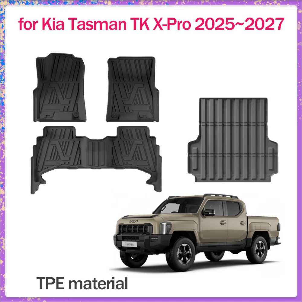 

Car Floor Mat for Kia Tasman TK X-Pro 2025~2027 2026 TPE Foot Interior Liner Waterproof Trunk Pad Carpet Custom Part Accessories