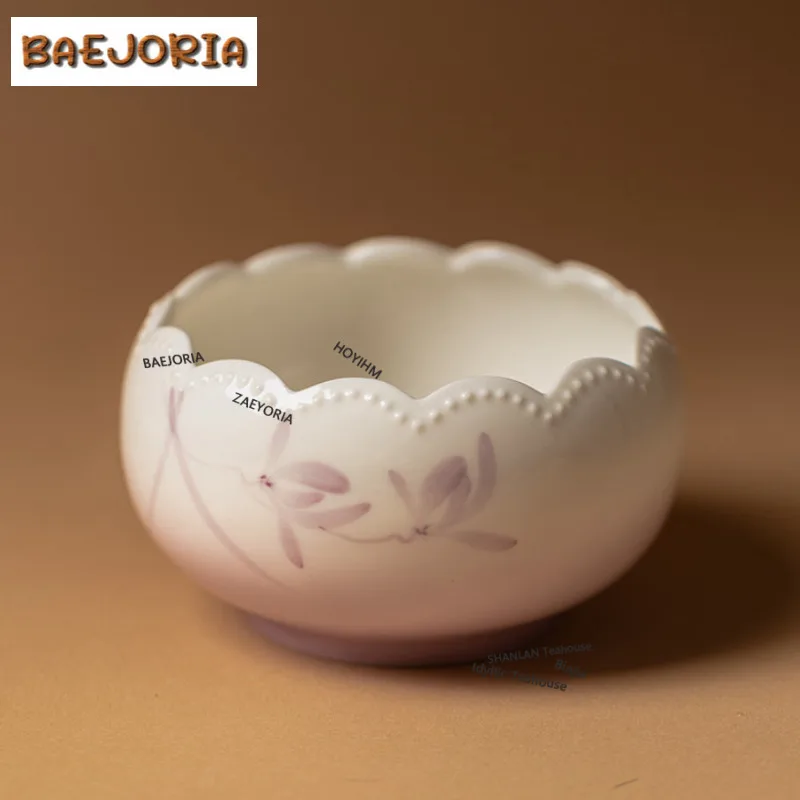 Hand Drawn Orchids Flower Mouth Jianshui Tea Wash Bowl Tea Garbage Can Household Chaxi Chinese Tea Set Accessories Craft Gifts