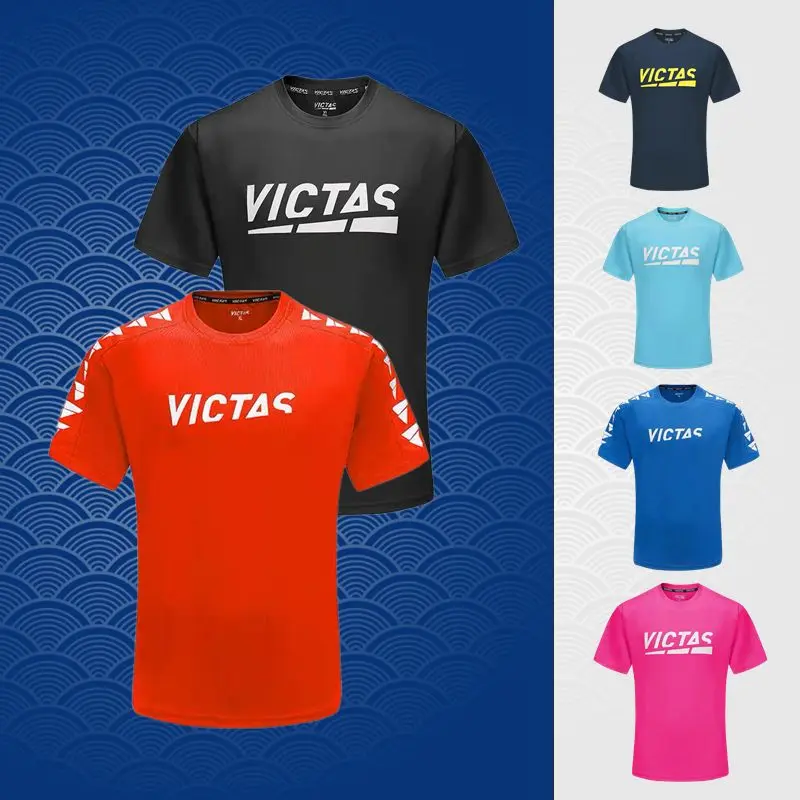 VICTAS table tennis uniform, table tennis training shirt, crew neck shirt, sweat-wicking casual T-shirt, table tennis jersey