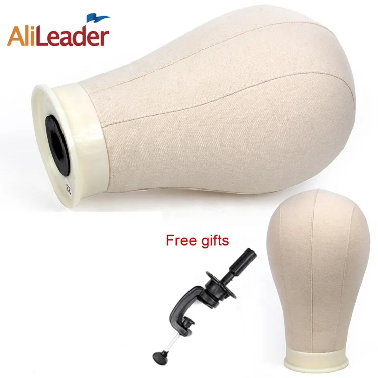 AliLeader High Quality 21-25 Inch White Canvas Block Head Wig Display Stand for Wigs Making