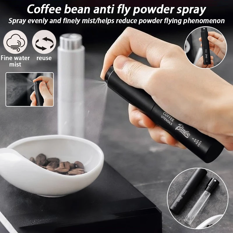 1/2 Bestseller Haushalts-Kaffeemühle mit Anti-Flug-Pulver-Sprühfunktion, tragbare antistatische Glasbehälter-Kaffeebohnen-Sprühflasche