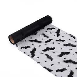 Halloween Tulle Roll Spider Web Tulle Ribbon Pumpkin Bat Print Tulle Roll For Wreath Making Halloween Decoration