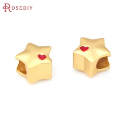Matte Gold Color Brass with Oil Paintings Flower Bracelets Spacer Beads Jewelry Making Supplies Diy Findings Accessories