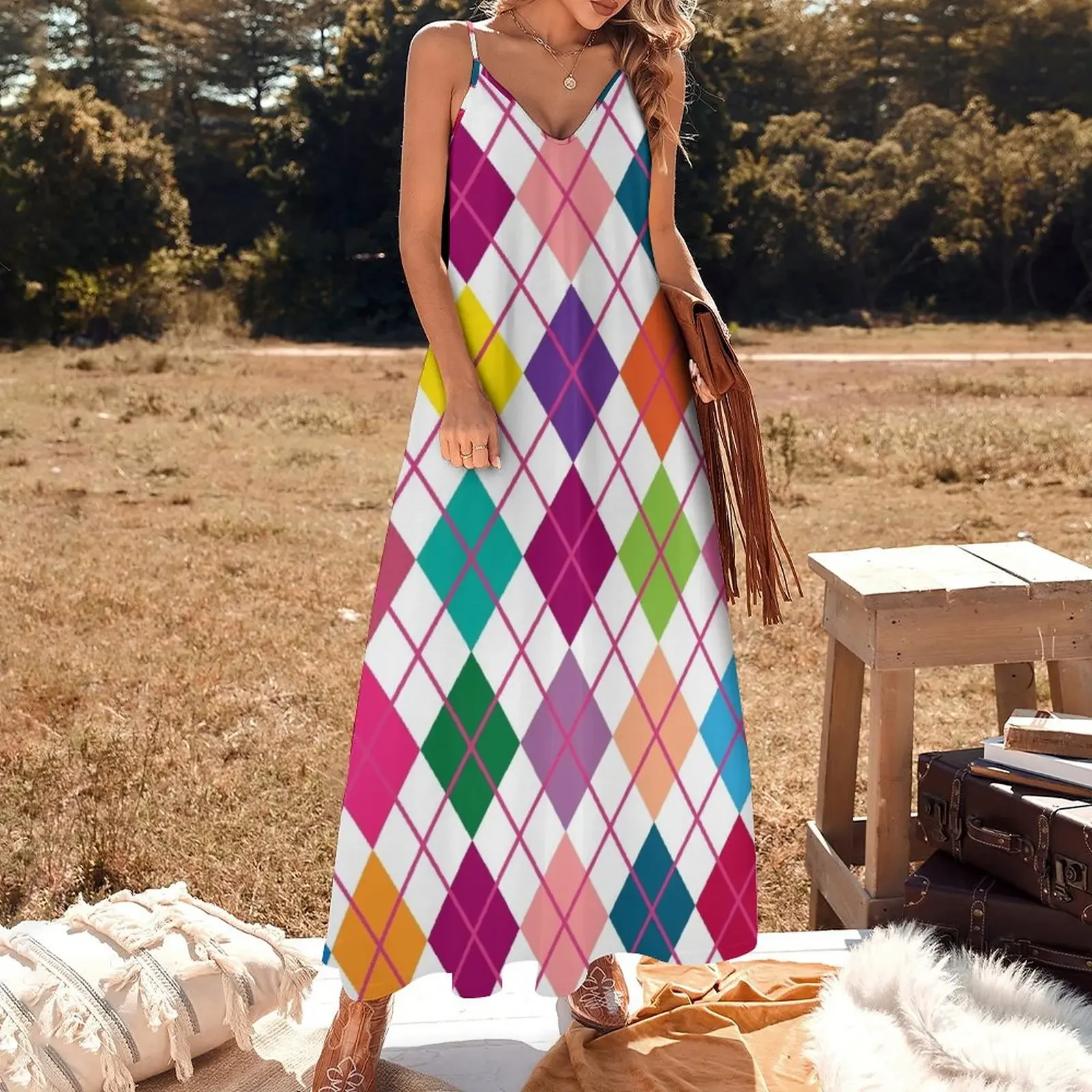 Argyle Sleeveless Dress cocktail dresses beach outfits for women Party dresses