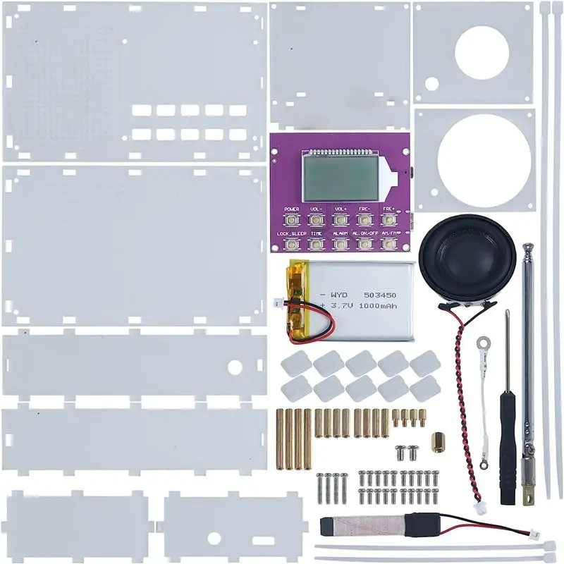 L77A DIY Digital Radio Kit with Clock FM 87-108MHZ Digital Radio LCD Display Assemble Kit for Student STEM Learning Teaching