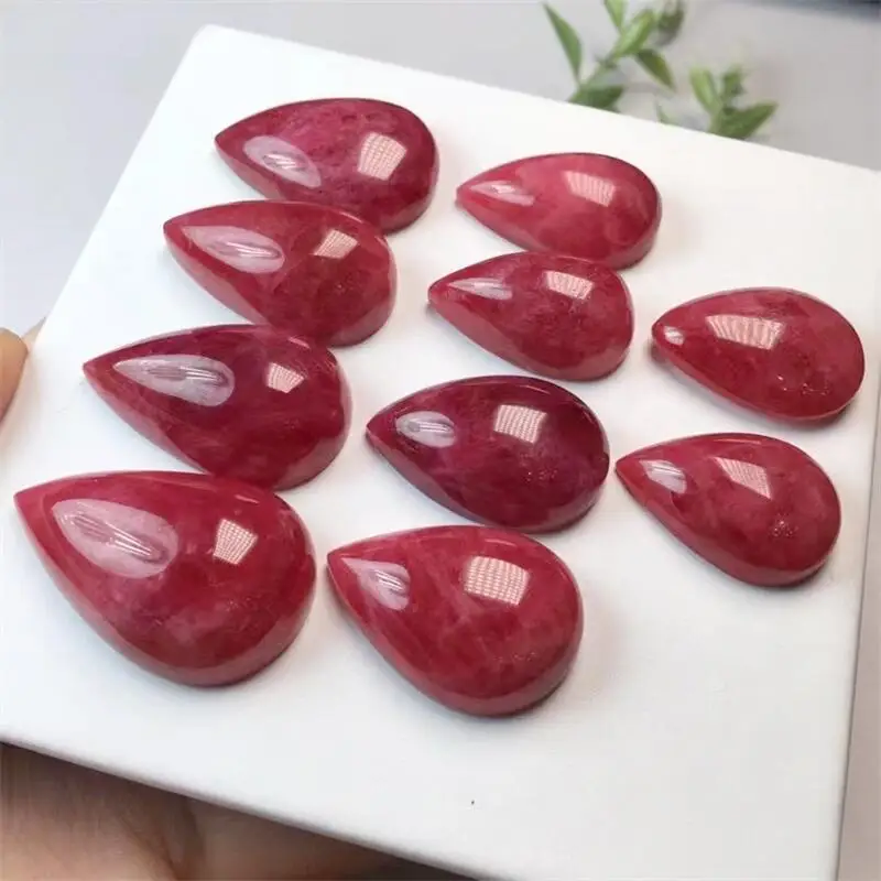 Natural Rhodonite Teardrop Pendant Jewelry For Pendant Earring Bracelet Reiki Healing Stone DIY Accessories 1PCS