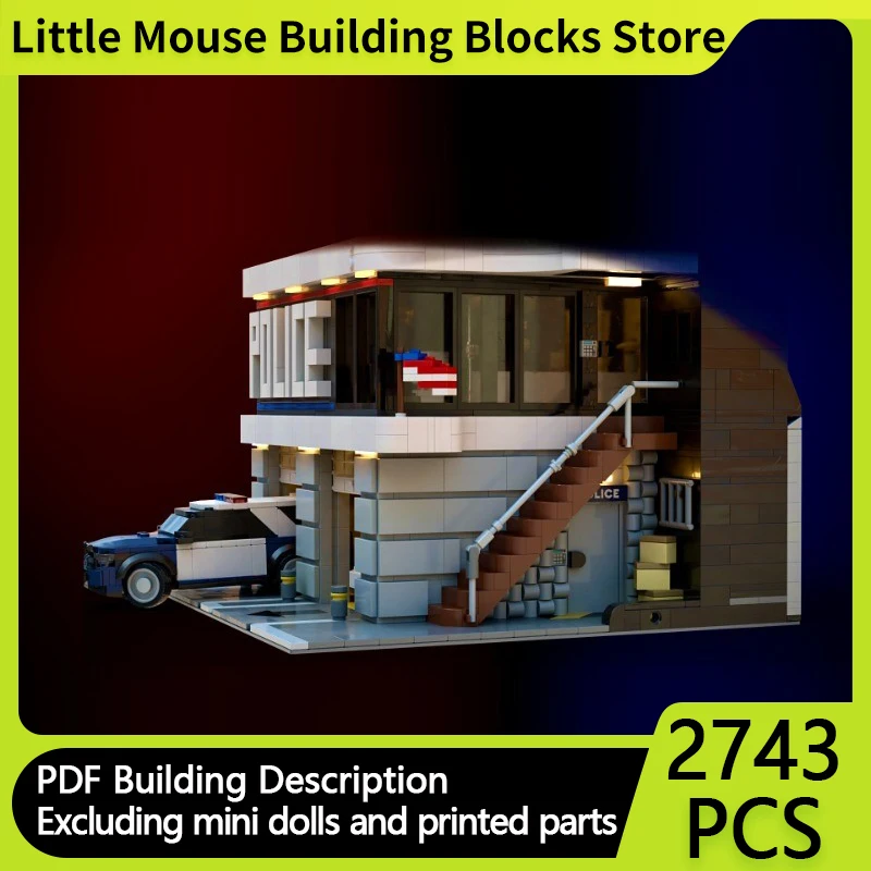 

City Street View Model MOC Building Bricks Police Department Modular Technology Gifts Holiday Assemble Children Toys Suit