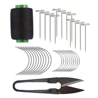 Wig Making Kit - T Pins,C Curved Needles, Knitting Needles With Yarn Thread Scissors for Sewing,Hair Extensions,Modelling Crafts