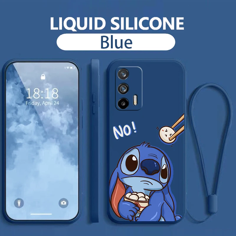 Stitch Cartoon Angel Lilo For OPPO Realme GT Neo 5 GT 3 2 C55 33 35 30 S 240W SE Neo3 2 Q5 3 5g Liquid Rope Phone Case