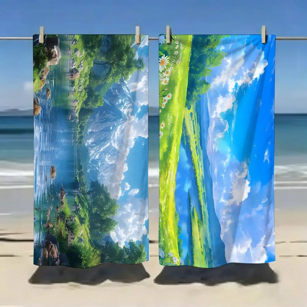 Natural The Place Promised in Our Early Days Towel Microfiber soft Beach Towel for Travel Fitness Sauna Bathing Camping