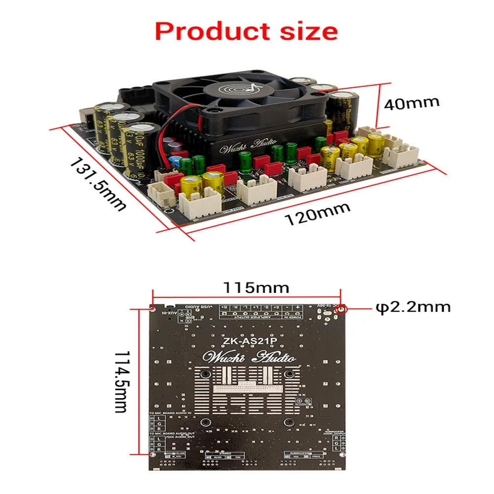 ZK-TB21P Placa Amplificadora de Subwoofer Bluetooth 5.0, Áudio Estéreo, Bass, AMP, 50W, X2 + 100W, 2.1 Canais, TPA3116D2