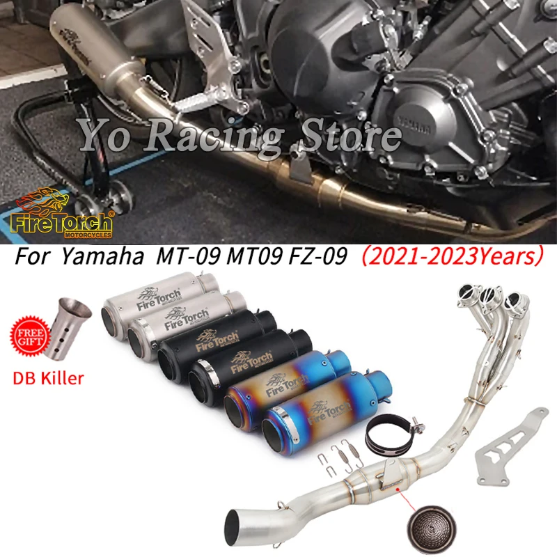 

For Yamaha MT-09 MT09 FZ-09 MT 09 2021 2022 2023 Full System Motorcycle Exhaust Front Link Pipe With Carbon Muffler DB Killer