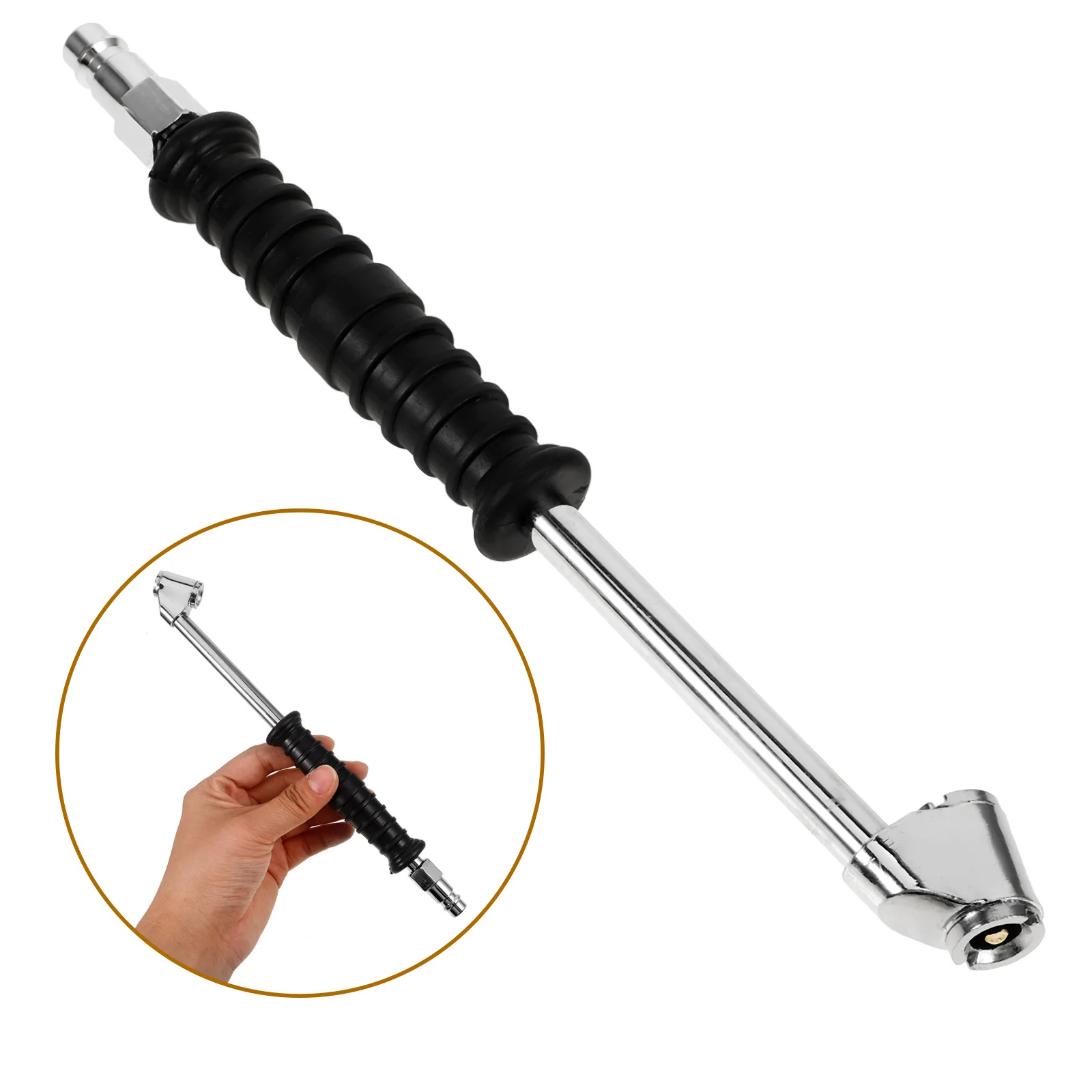 

Tire Air Duty Steel Quick Inflation Rod Pressure Gauge For Japanese European Valves Car Tire Inflator Nozzle