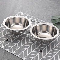 Dog Cat Bowl Stainless Steel Pet Dogs Cat Double Bowls Durable Iron Stand Food Water Dishes Anti Slip Puppy Feeder Pet Supplies