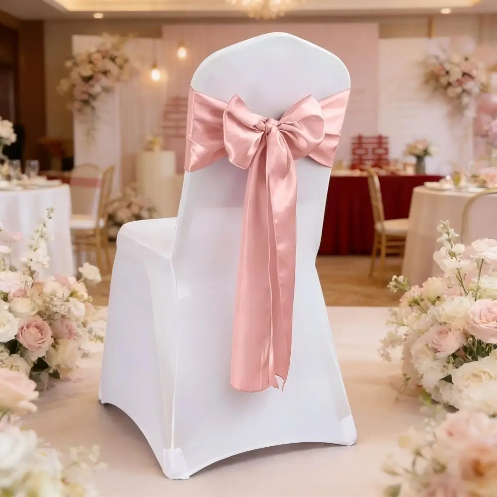 Hochzeit Dekoration Geburtstag Party Dunkelgrün Farbe Stuhl Schärpe Satin Selbst Krawatte Bands Knoten Hotel Bankett Weiß Stuhl Abdeckung Dekor – Detail 2
