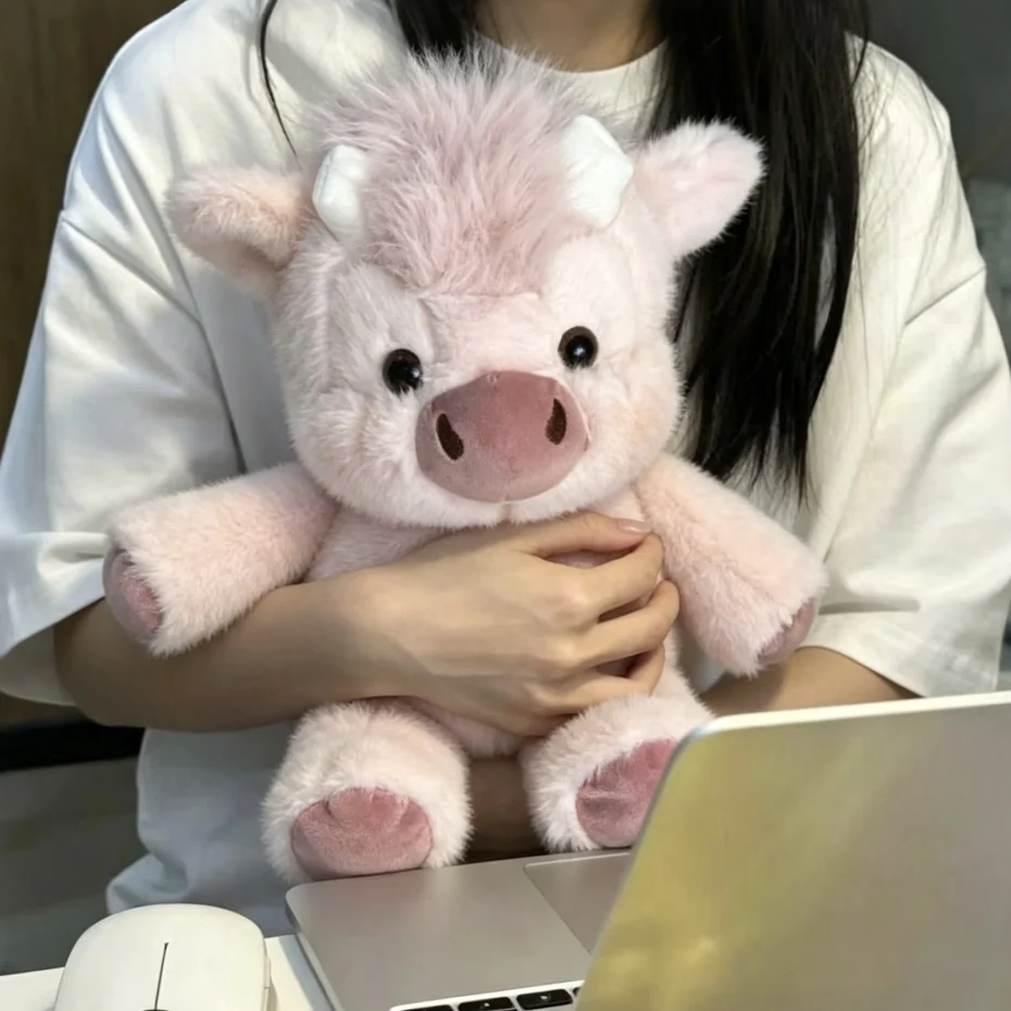 Weiches Kalbsschwein-Stofftier-Plüschtier, niedliches animiertes Stofftier-Kissen, kreatives laufendes Schwein, Plüschtier, Geschenk, 17,7 Zoll