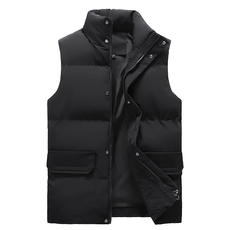 

Teenage Korean Fashion Loose Stand Up Collar Sleeveless Waistcoat Coat Men'S New Autumn And Winter Thick Warm Down Cotton Vest