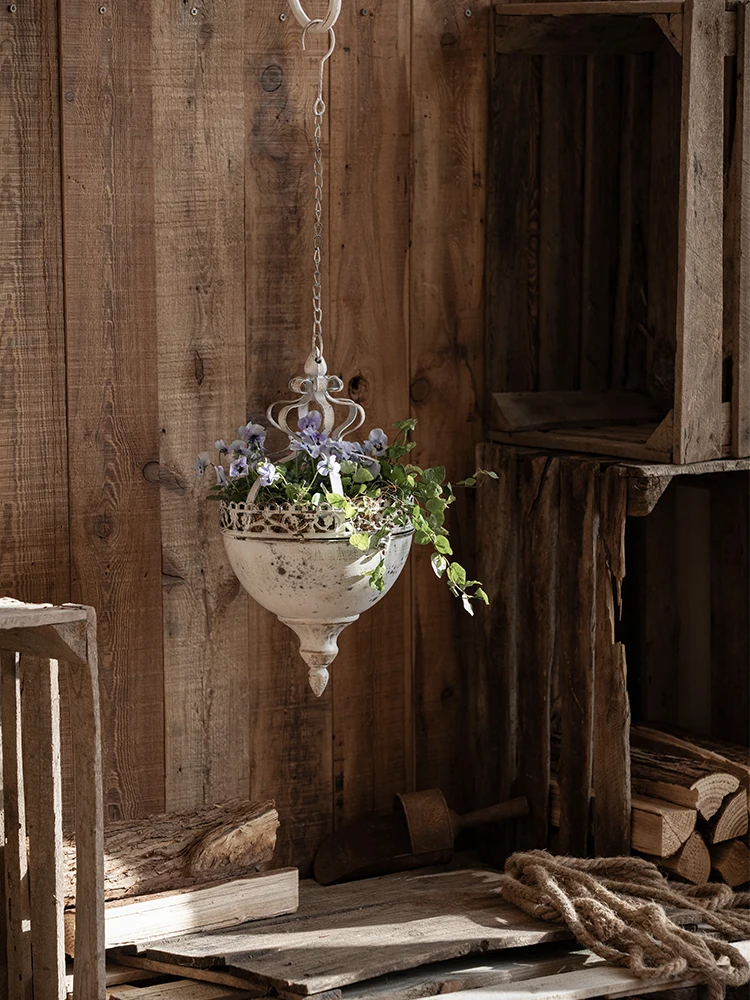 Hanging Basket Flower Pot Outdoor Courtyard Corridor Garden Plant Decorate Metal Ironwork Originality Suspension Plant Pot