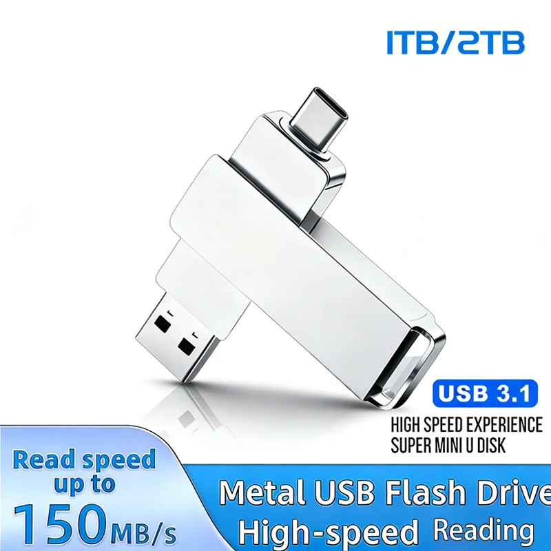 

Высокоскоростная флешка USB 3.0, металлическая, 2 ТБ, 1 ТБ, Type-C, водонепроницаемая, 256 ГБ, 128 ГБ, для ПК и телефона, для передачи данных, 2026