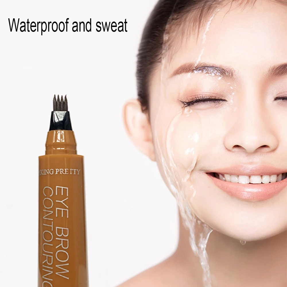 5 Colors Eyebrow Pen Waterproof Fork Tip 4 Points Eyebrow Tattoo Pencil Long Lasting Professional Fine Sketch Liquid Brow Pencil