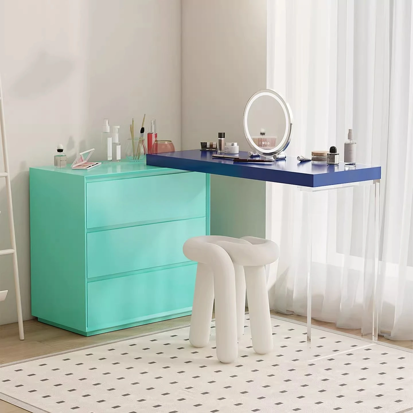 

Dresser bedroom modern simple storage cabinet integrated solid wood small apartment chest integrated cream wind dopamine home