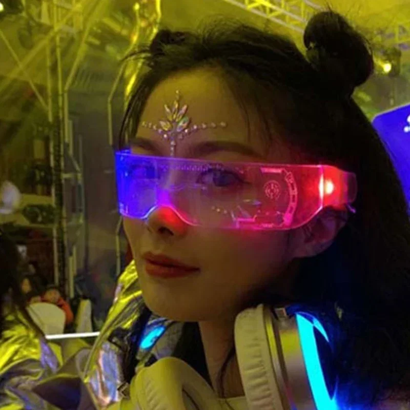 Cross-border colorful LED light glasses science fiction glasses Christmas party bar Bundy technology glasses wholesale