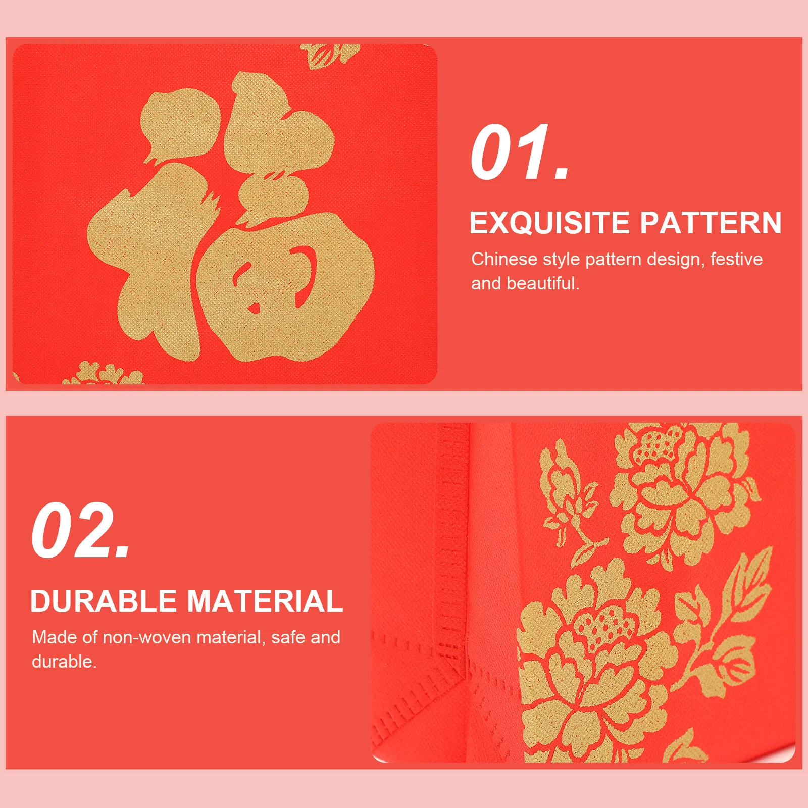 

10 шт. подарочных пакетов с иероглифом «Фу» для Китайского Нового года, премиум-класса, из нетканого материала, многоразовые сумки-тоут, праздничные подарочные упаковочные мешочки для вечеринок