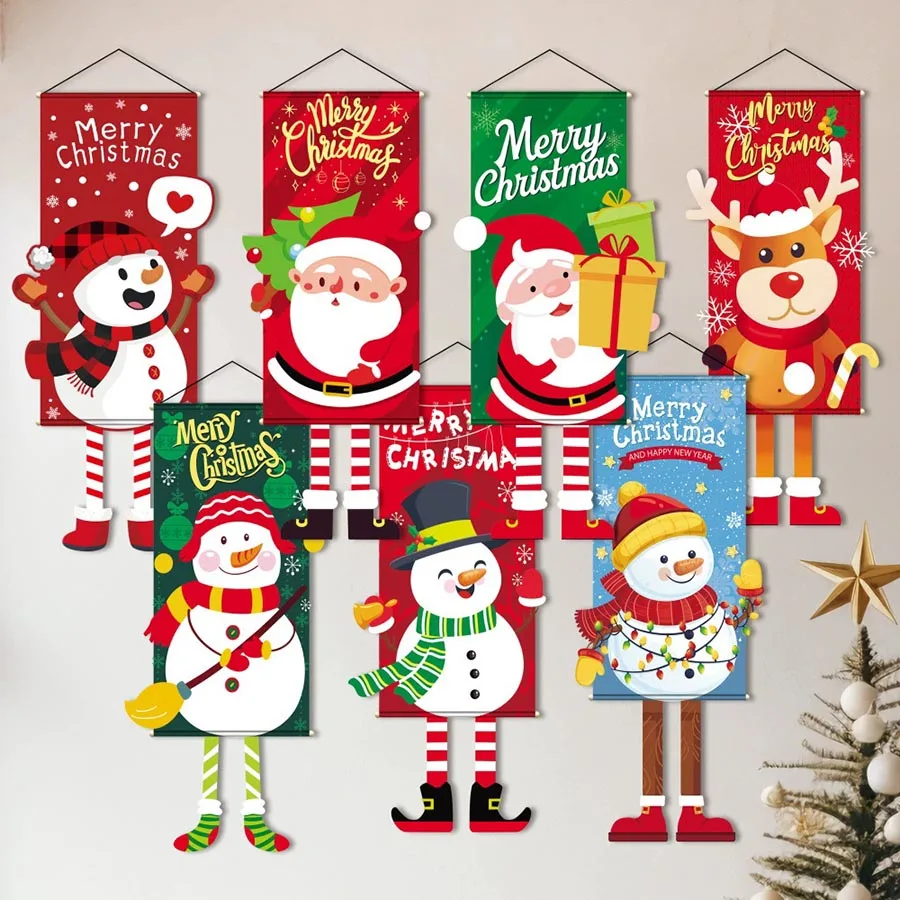 

1PC New Christmas Hanging Cloth, Flag, Party Decorations, Props, Creative Cartoon Printed Background Cloth