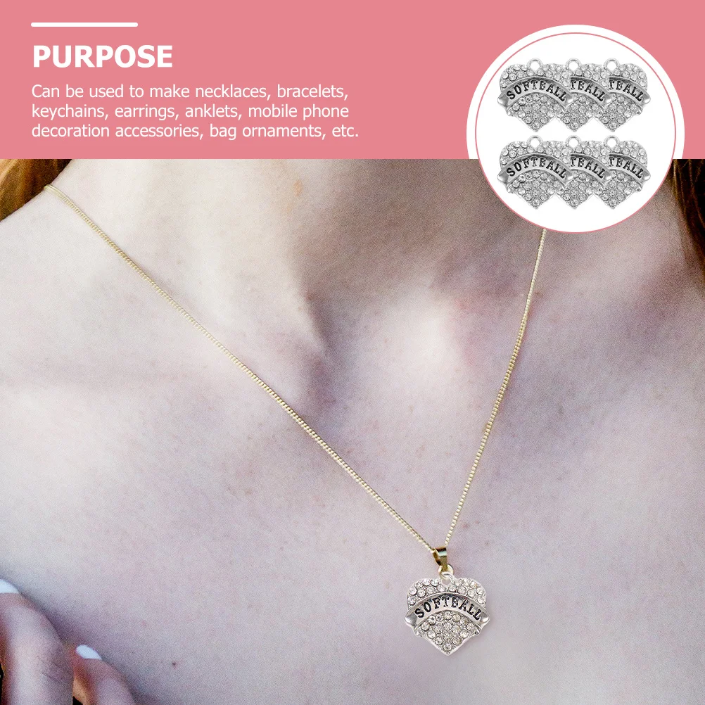 

6Pcs Heart Charm Rhinestone Love Heart Charms for DIY Necklace Bracelet Earrings Jewelry Making Accessories Jewelry Charms