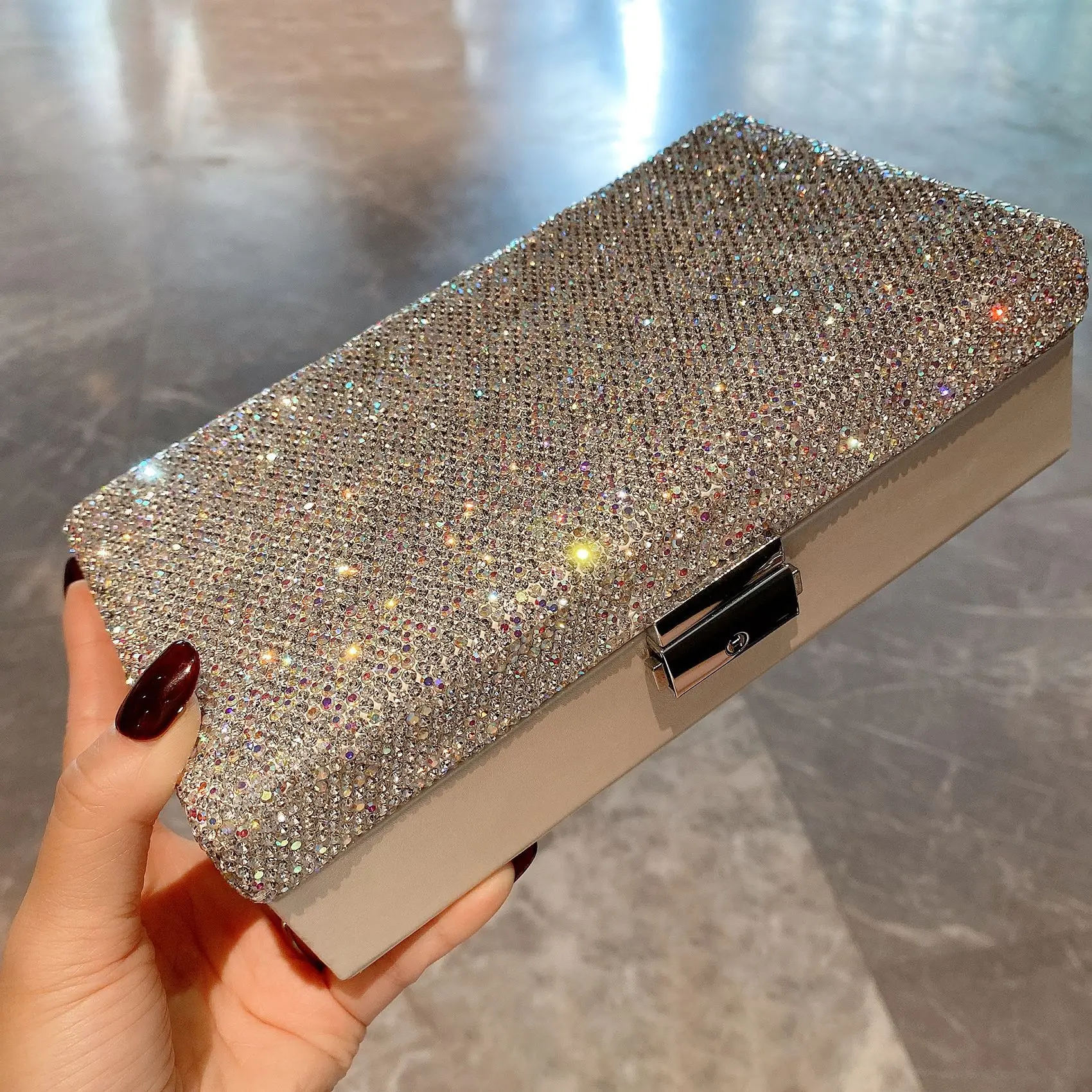 

Light Luxury Square Jewelry Box High Value Large Capacity Multifunctional Ring Earrings Necklace Storage Box