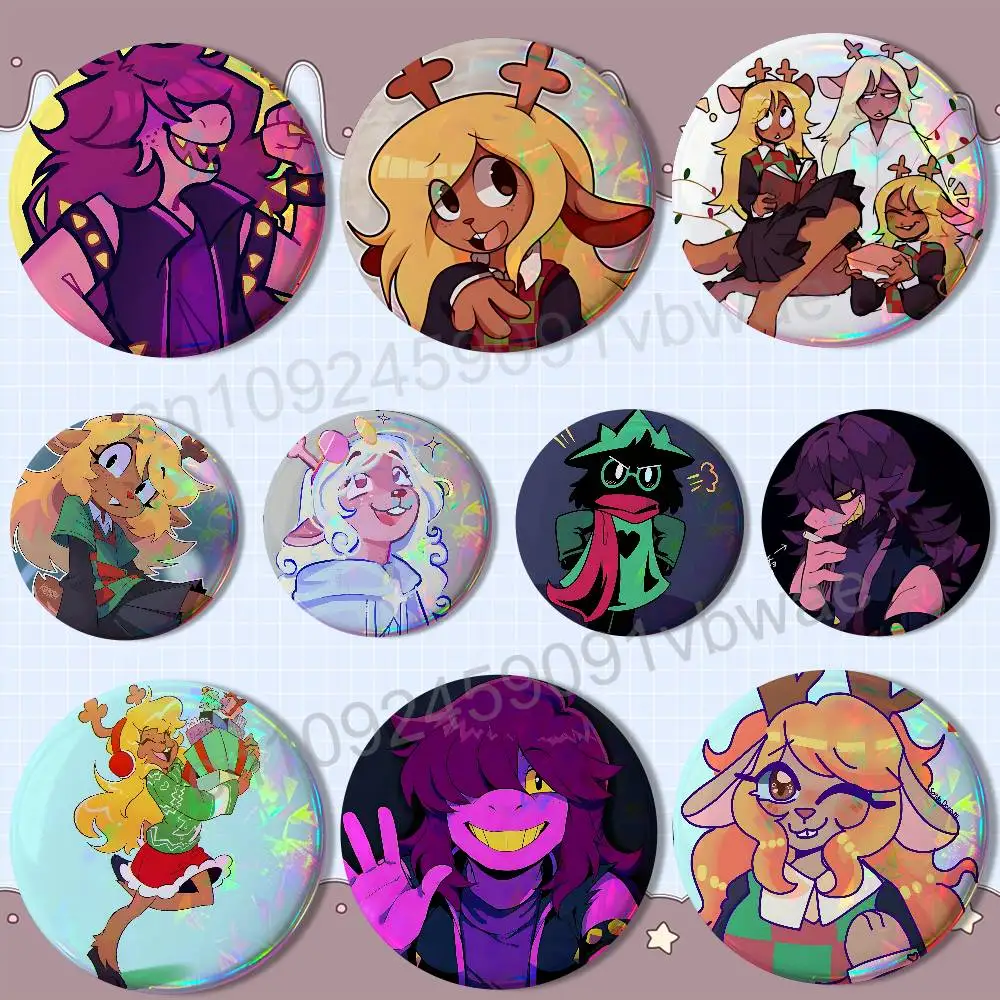 

Noelle Holiday Deltarune Susie HD Print 58mm 44mm Round Lapel Pins Pretty Derby Round Display Brooches Brooch Badges