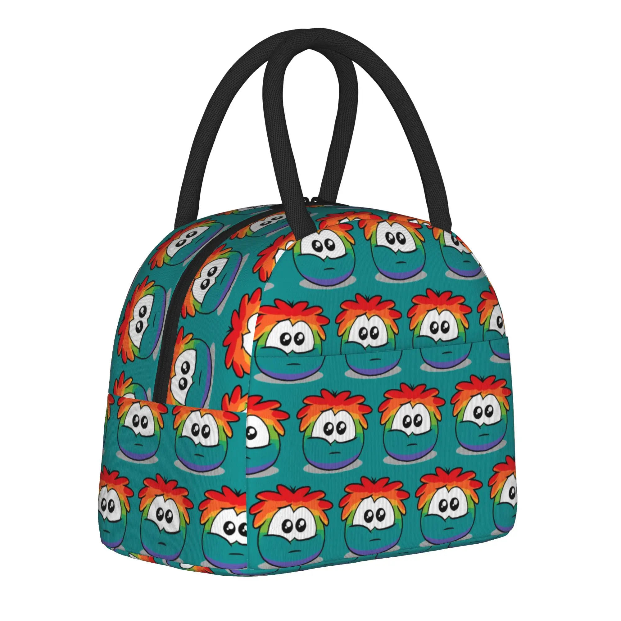 Rainbow Puffle Club Penguin Insulated Lunch Bag Cooler Bag Reusable,Meal Container  Leakproof Tote Lunch Box Food Handbags