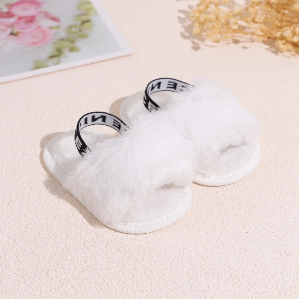 Baby Boys Girls Shoes Spring Winter Baby Shoes Cute Indoor Baby Fluffy Slippers Infant Toddler Sandals First Walker