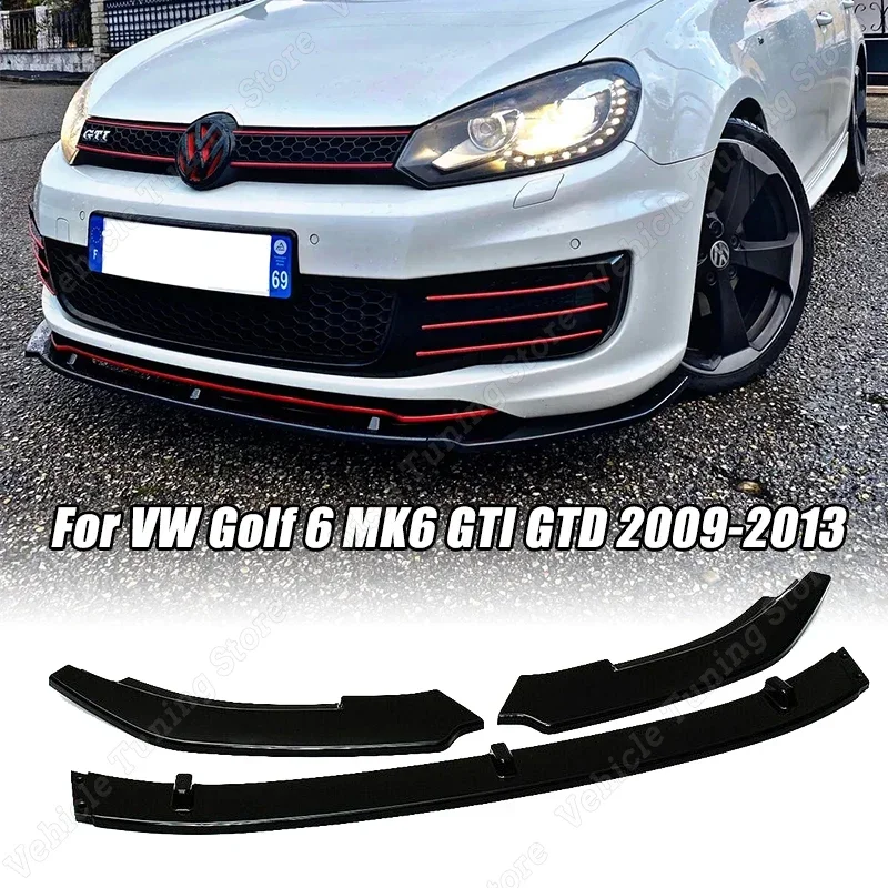 

For VW Golf 6 MK6 GTI GTD 2009-2013 Front Bumper Lip Deflector Lips Body Kit Spoiler Splitter Diffuser Protector Guard ABS