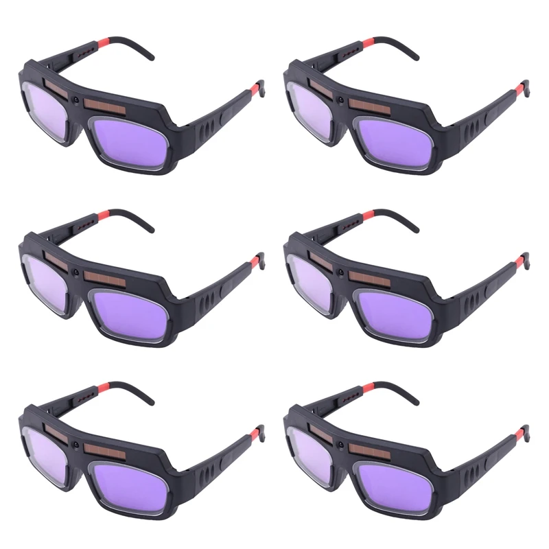 

Promotion! 6Pc Solar Powered Auto Darkening Welding Mask Helmet Goggles Welder Glasses Arc Anti-Shock Lens For Eye Protection