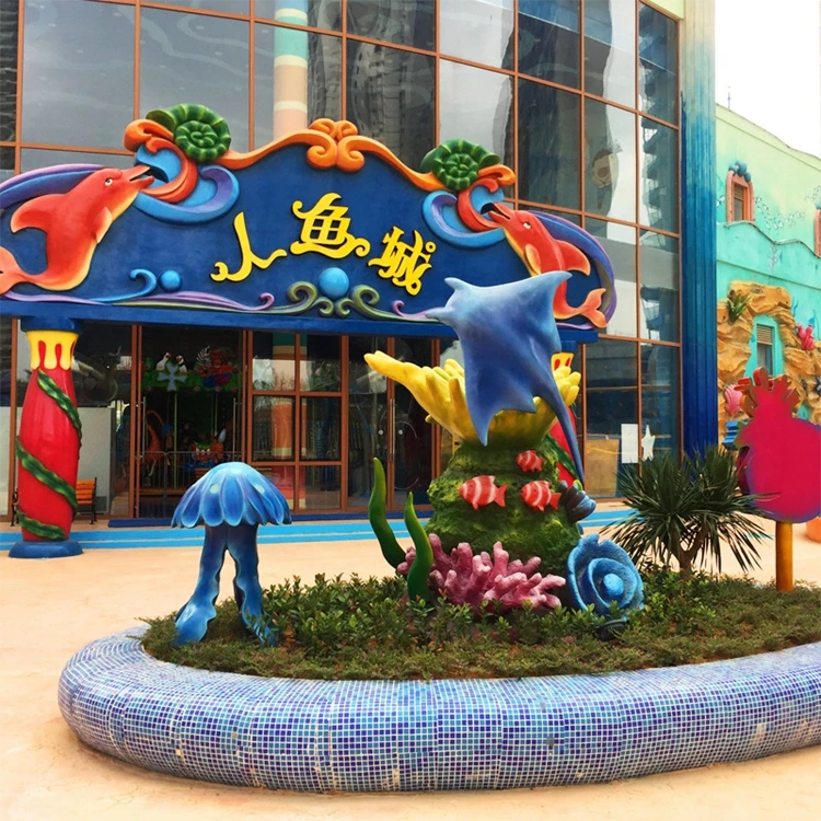 Creative fiberglass ocean theme simulation biological sculpture park shopping mall waterscape decoration manufacturers custom