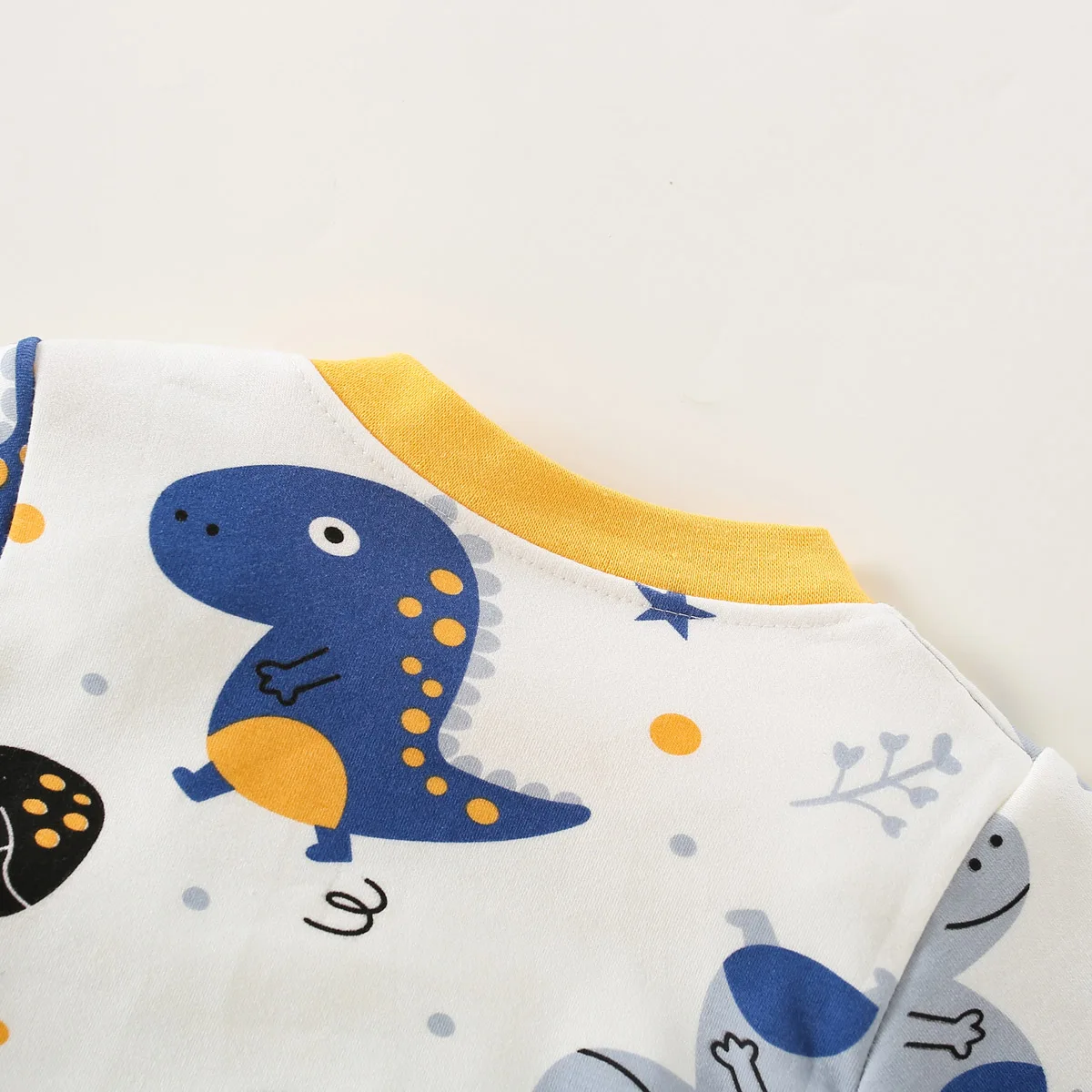 hibobi 2-Piece Baby Home Clothes Children\'s Long-Sleeved Cotton Pajamas And Pajama Pants Set Cartoon Cute Little Dinosaur Print