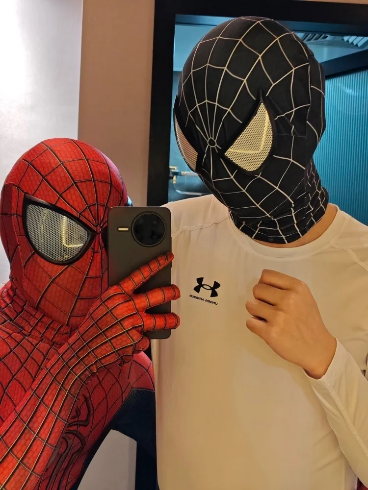 3D Webs Super Hero Venom Mask with Hard Face Shell Magnetic Eyes Screen Printed Fabric Toby Maguire Spiderman Cosplay Accessory view 6
