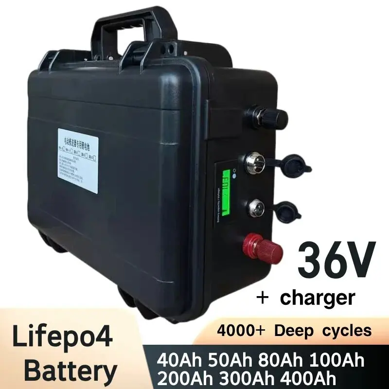 36V Lithium Battery with Bluetooth APP BMS 4000W +10A Charger for Go-Kart Bike Scooter Boat - 200Ah/150Ah/120Ah/100Ah LiFePO4 Hi