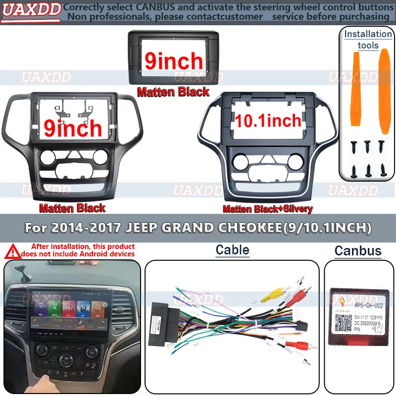 9 10.1Inch Fascia For JEEP Grand Cherokee 2014-2017 Car Radio Stereo 2 Din Head Unit MP5 Android Player Dash Board Frame Install