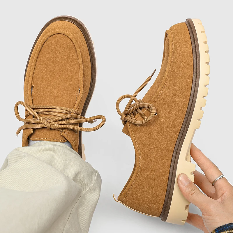 

Handmade High Quality Autumn Spring Men Cow Suede Leather Shoes Dress Wedding Loafers Vintage British Designer Shoes Men