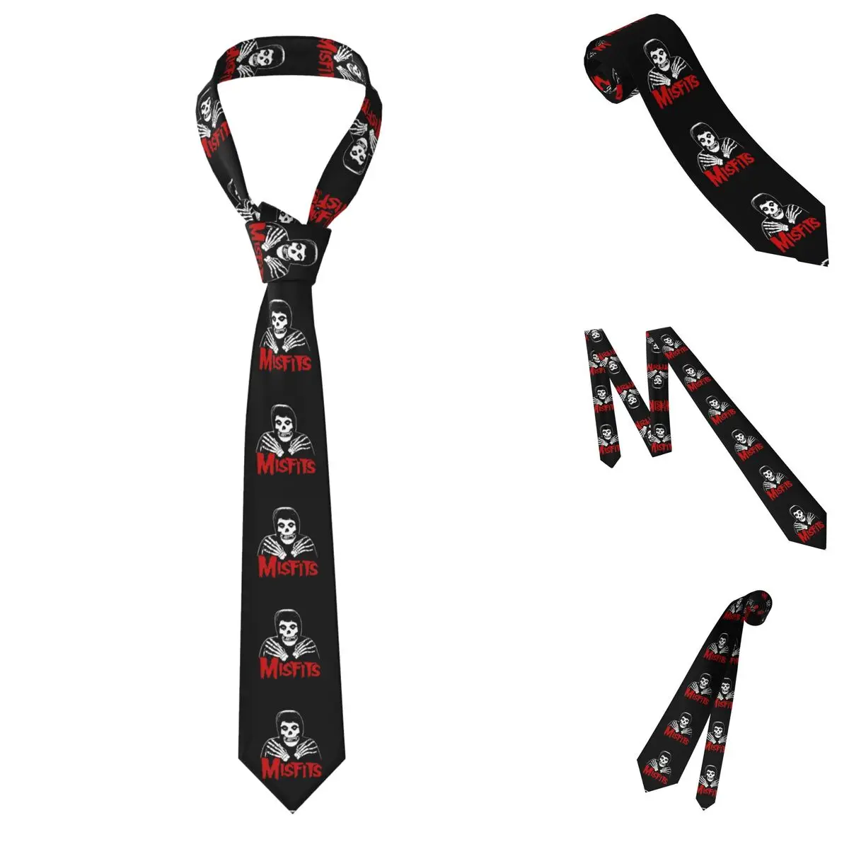 

Misfits Skull Necktie for Men Silk Polyester 8 cm Neck Ties Party Business Tie Casual Gravatas