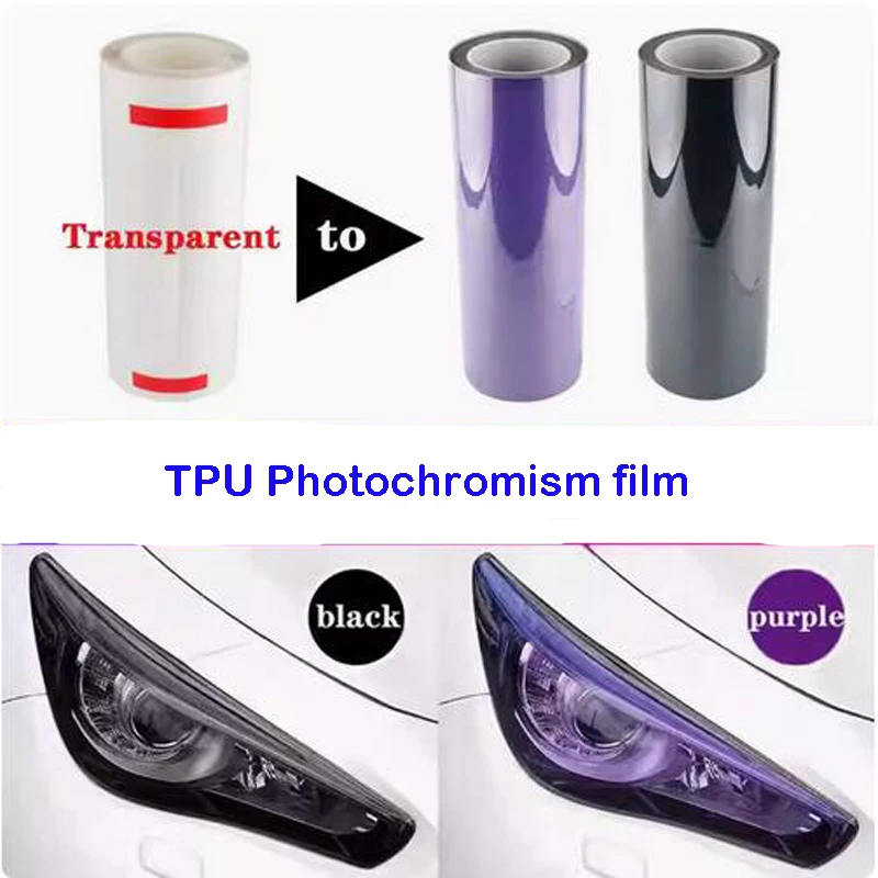 Sunshine ultrafioletowe sterowanie zmienia kolor naklejki naklejki TPU Photochromism lampa Film na reflektor samochodowy Taillight światła