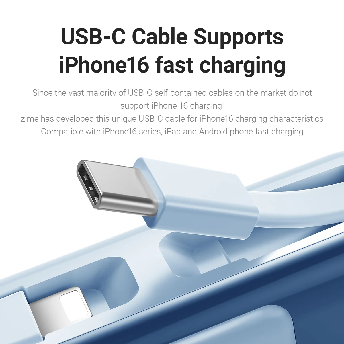 Zime 20000mAh PD 22.5W المدمج في 2 كابلات محمولة بطارية خارجية قوة البنك شحن آيفون أندرويد والأجهزة اللوحية في وقت واحد