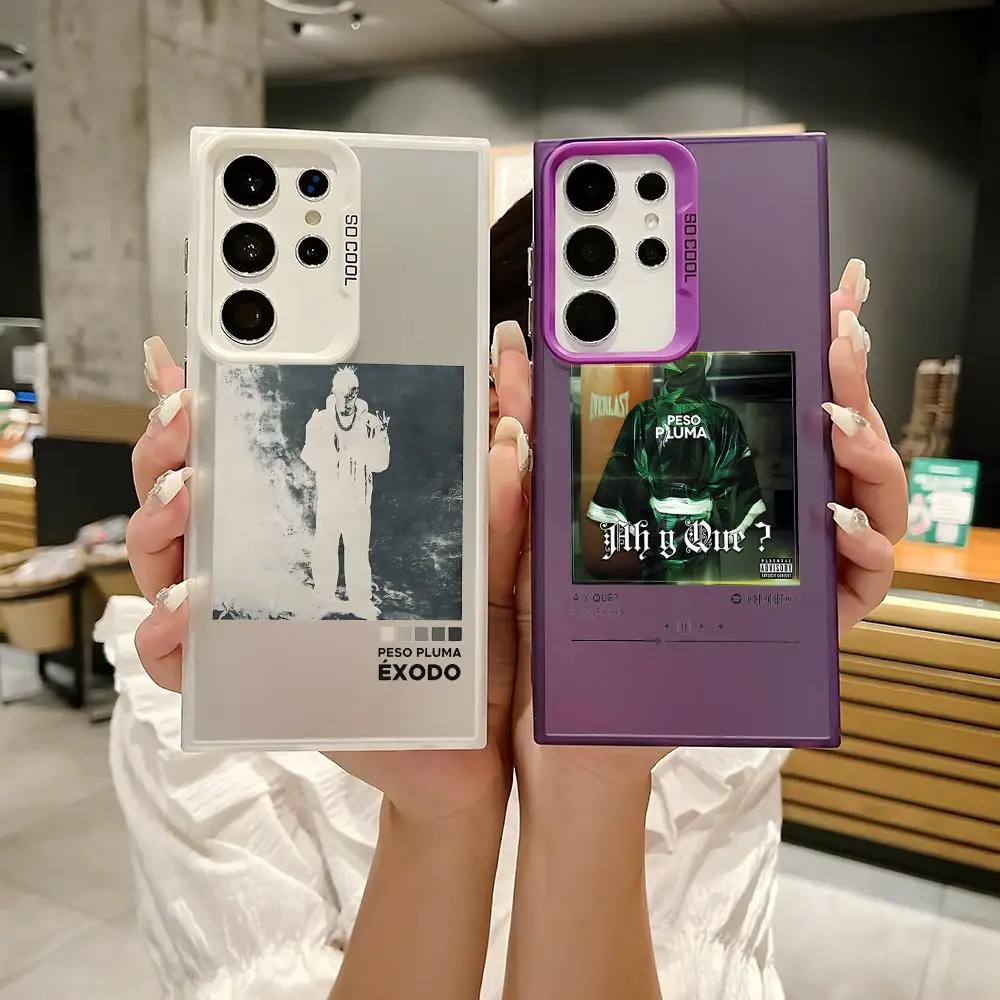 حافظة هاتف Pop P-Peso Pluma لهاتف سامسونج جالاكسي S25 Edge S24 S23 S22 S21 S20 Ultra Funda حافظة هاتف فضية ملونة من السيليكون