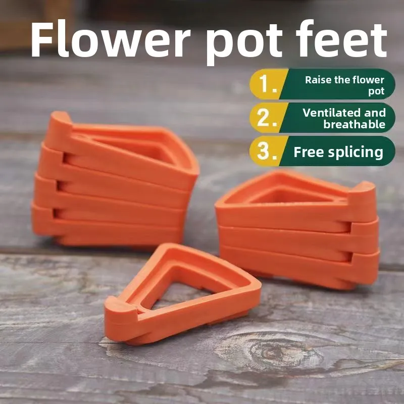 Flower Pot Base Raising Feet, Removable Bottom Support for Ventilation and Root Rot Prevention, Triangle Tray, Pack of 10